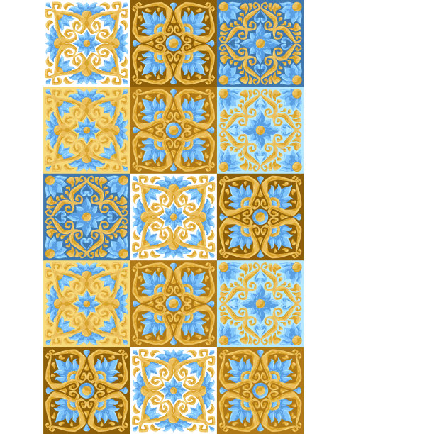 瓷砖花纹带花。图片下载