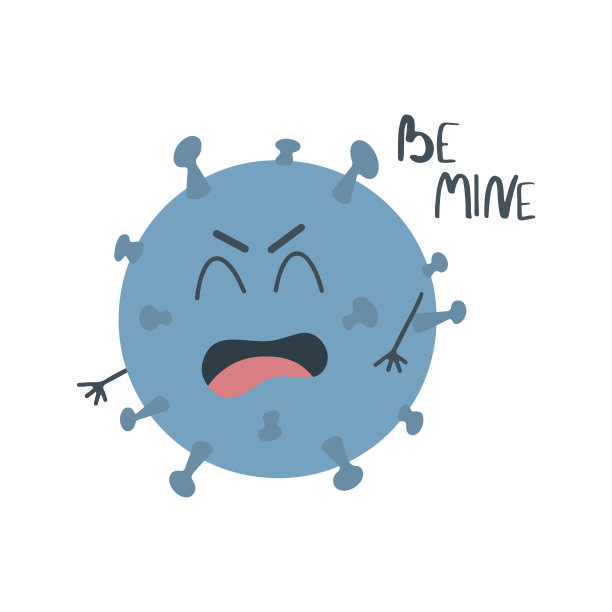 带有用于打印的卡通手绘题词的病毒矢量插图。孤立在白色图片下载