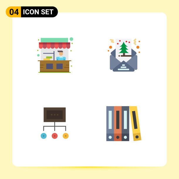 现代设置4平图标象形食品图片下载