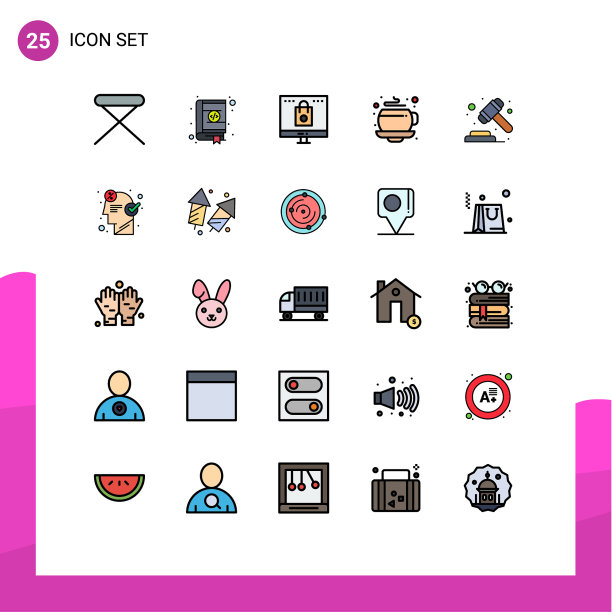 象形文字设置25条简单填充线平图片下载