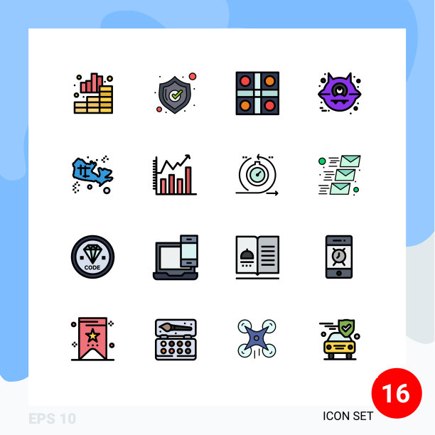 可编辑线包16简单的平面颜色填充图片下载