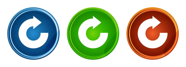 回复箭头图标时尚圆形按钮设置玻璃设计图片下载