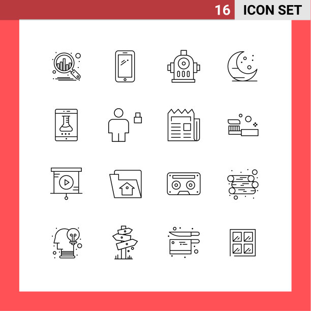 可编辑的线包16个简单的轮廓智能图片下载