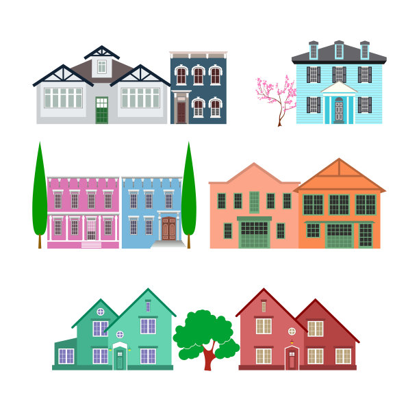 设置房屋，村舍和小屋图片下载