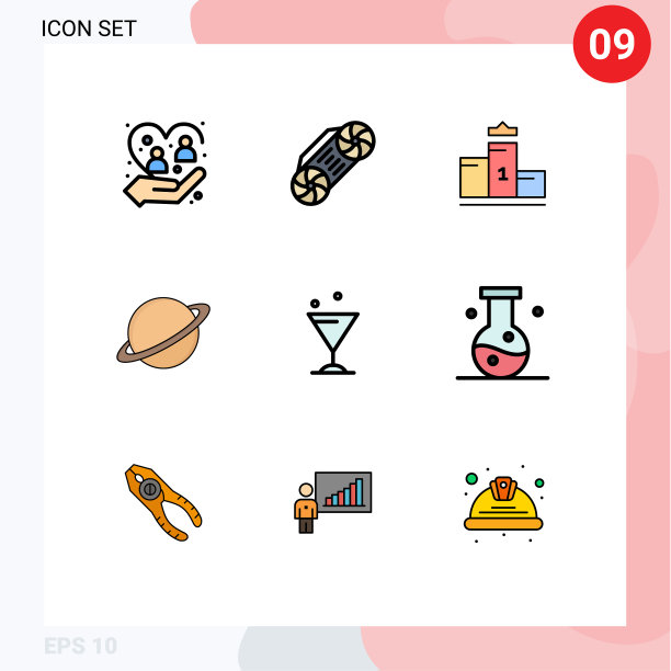 9主题填充线平色和可编辑图片下载