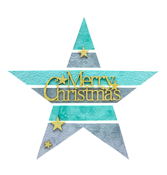 一颗圣诞星孤立在白色的背景上，装饰着圣诞快乐图片下载