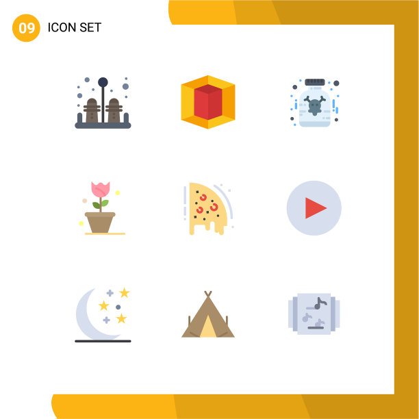 可编辑线包9个简单的平面颜色图片下载