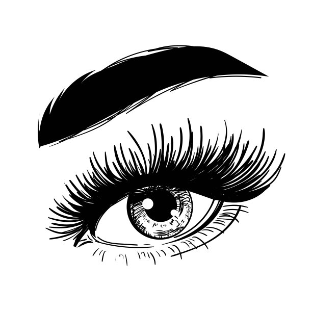 眼睛和眉毛在白色背景上。矢量时尚插画图片下载