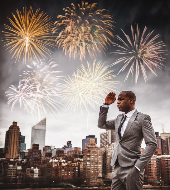 成功的商人庆祝新年图片下载