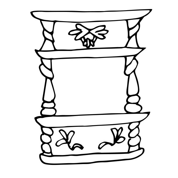 单一优雅的古董书柜，孤立在白色背景上。涂鸦的风格。矢量手绘古董家具。图片下载