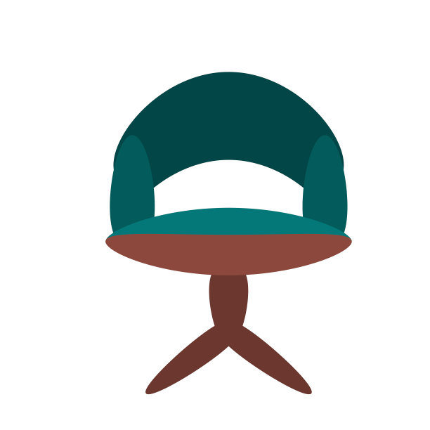 舒适的深绿色办公椅孤立在白色背景。矢量插图在平面风格。为家庭和办公室收集家具图片下载