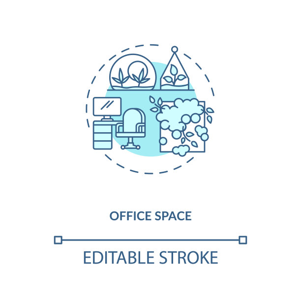 办公空间蓝色概念图标图片下载