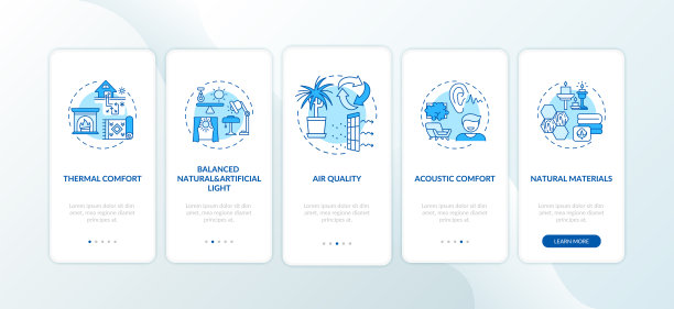 舒适的家蓝色登陆移动应用程序页面屏幕与概念图片下载