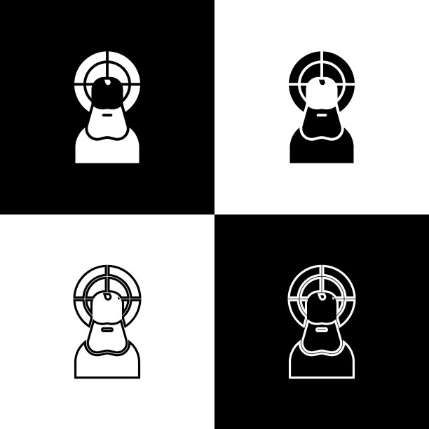 把耶稣基督的图标隔离在黑色和白色图片下载