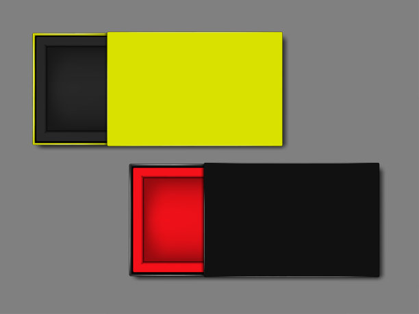 空纸板箱与打开的盖子，俯视图。向量模板。黑色和明亮的霓虹灯彩色纸包装盒。容易上色图片下载