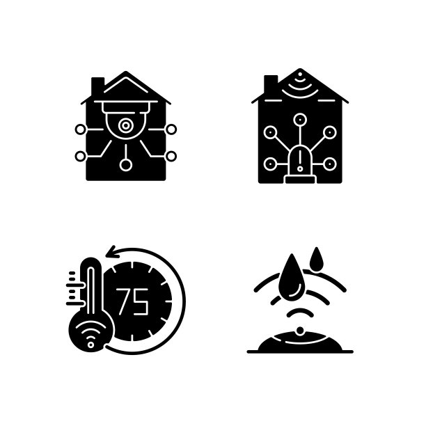 确保您的智能家居黑色字形图标设置在空白图片下载