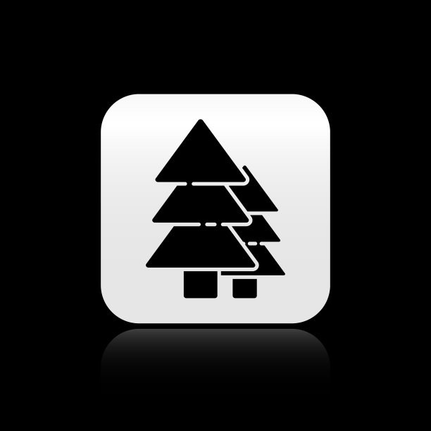 黑树图标孤立在黑色背景图片下载