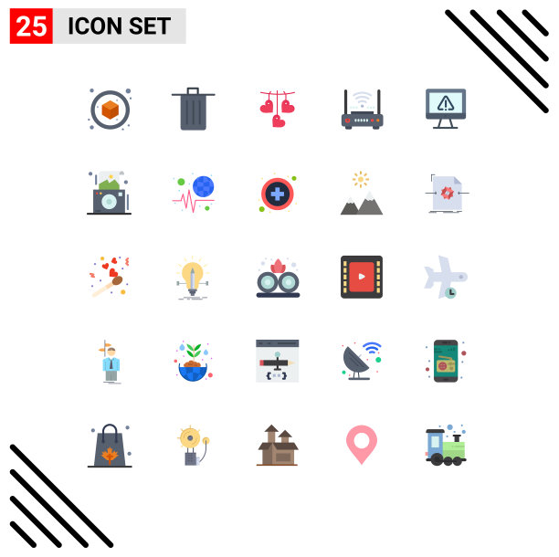 将25个单色标志和符号组合在一起图片下载