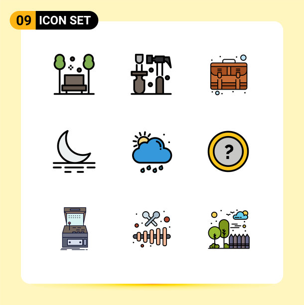 可编辑的线包9简单填充线平图片下载