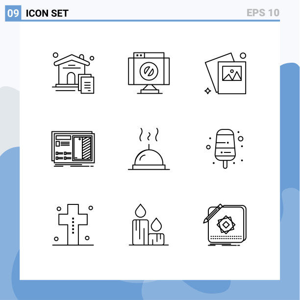 用户界面包9基本的食物轮廓图片下载