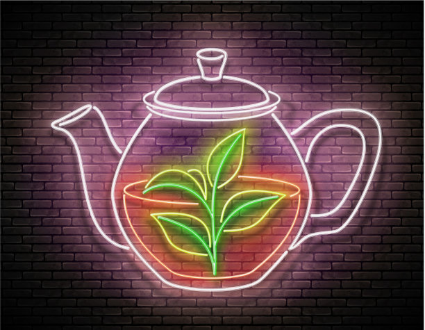 复古发光招牌玻璃茶壶和图片下载