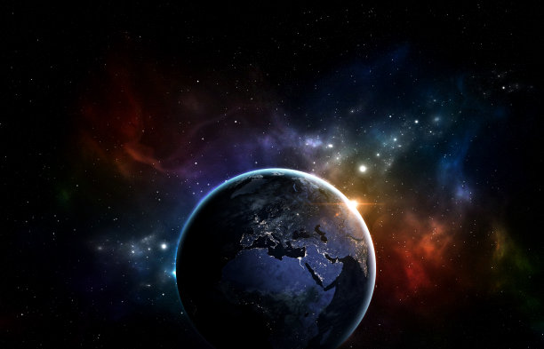 带有地球的数字生成太空场景图片下载