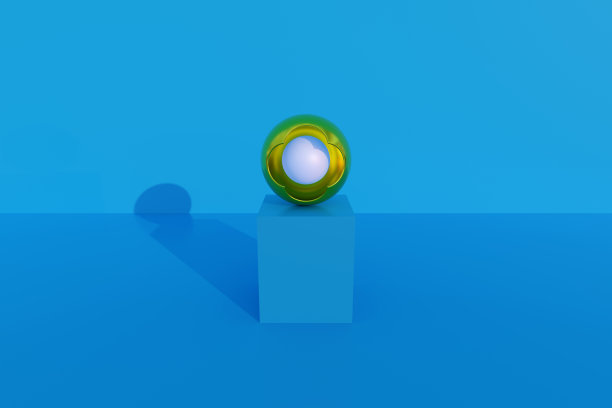 抽象的3d雕塑在蓝色的背景。3 d演示。图片下载