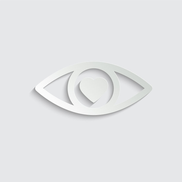 纸眼睛图标眼睛与心的图标爱的象征图片下载