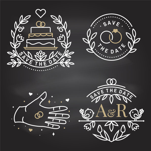 婚礼请帖模板细线图片下载