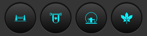 集卡皮拉诺吊桥、加拿大彭南特、蒙特利尔生物圈和加拿大枫叶为标志。向量图片下载