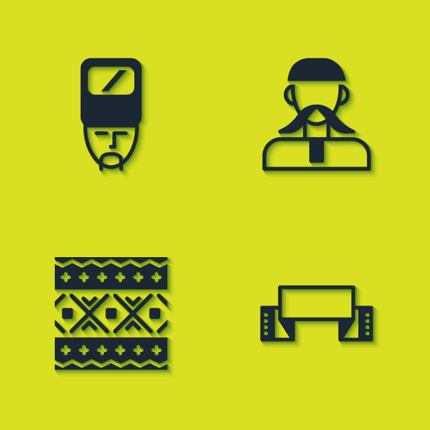 设置乌克兰哥萨克，绣花毛巾，民族图案和图标。向量图片下载