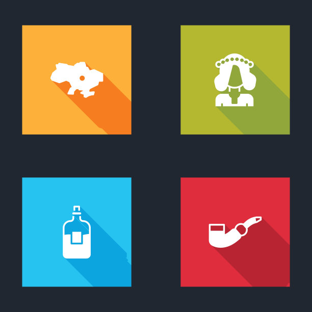 乌克兰地图，乌克兰女人，瓶子伏特加和抽烟斗图标。向量图片下载