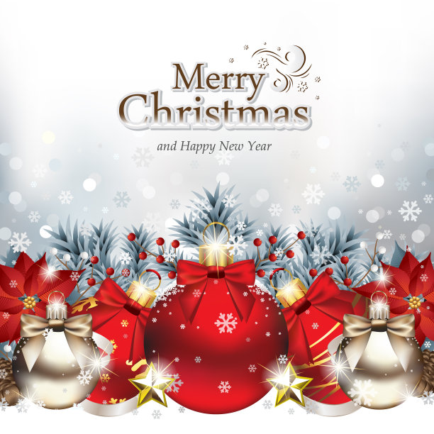 躺在雪地里的圣诞装饰品图片下载