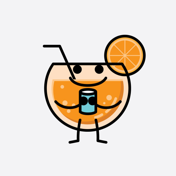 可爱的橙汁吉祥物人物在平面设计图片下载