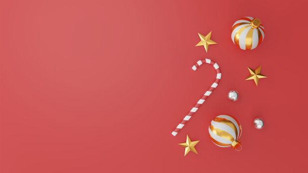 圣诞和新年快乐的背景与节日装饰和拷贝空间。三维演示图片下载