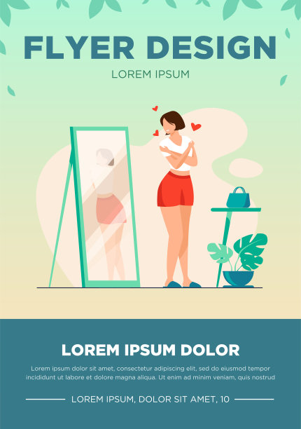 站在镜子前的自恋女士图片下载