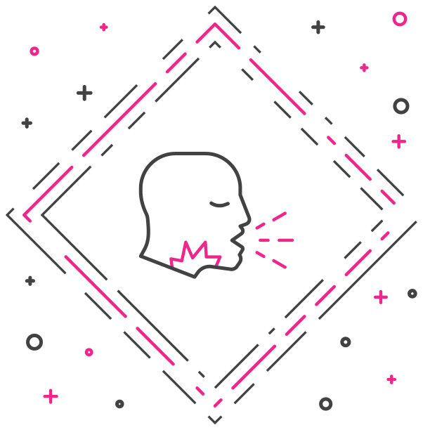 Line Man咳嗽图标孤立在白色背景。病毒感染，流感，流感，感冒症状。肺结核，腮腺炎，百日咳。色彩斑斓的轮廓的概念。向量。图片下载