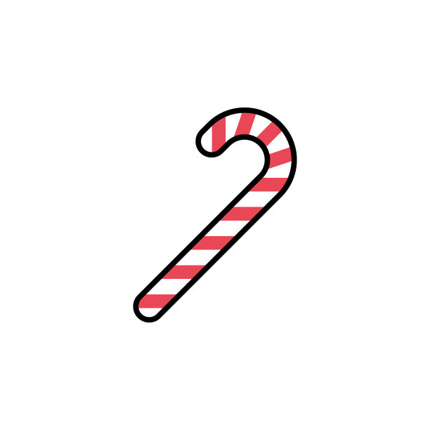 糖果手杖矢量图标在时尚的极简主义风格的圣诞节。可爱的圣诞糖果拐杖孤立在白色的背景图片下载
