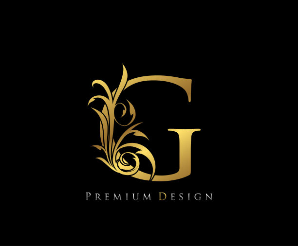 豪华金特级G信。优雅的风格。书法美丽的标志。图片下载