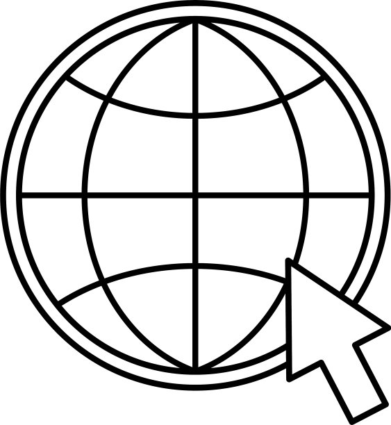 带有光标轮廓的全球领域图标图片下载