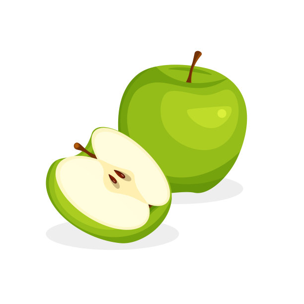 鲜整只，半只，切成薄片，青苹果单独放在白色背景上。图片下载