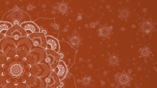 红色背景上的曼荼罗和雪花图片下载