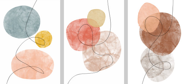 一套创意极简主义手绘。抽象艺术背景。矢量图图片下载