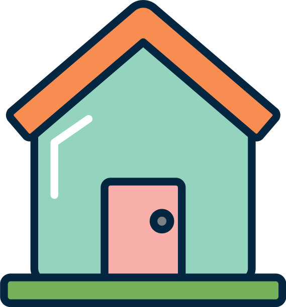 房子图标形象线条色彩风格图片下载