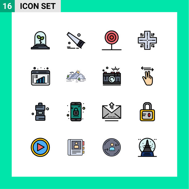 16个创意图标的现代标志和符号图片下载