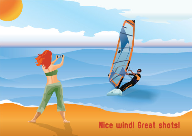 帆板和女孩图片下载