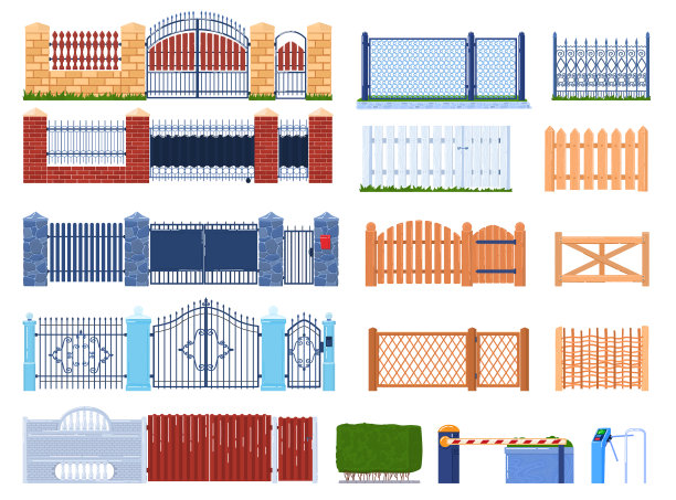 大门和栅栏设置卡通图片下载