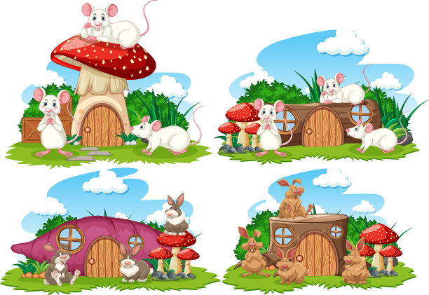 在花园中设置可爱的梦幻房子图片下载