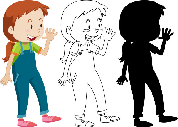 女孩问候别人摆出它的轮廓图片下载