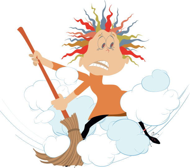 尘云和拿着大扫帚的女人图片下载